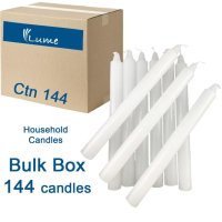 144x Candles Household White Lume 200mm x 20mm